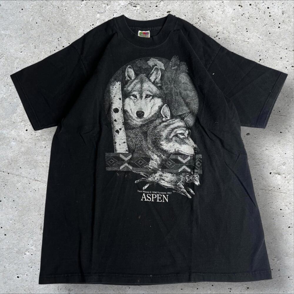 Vintage 1990s‎ Wolves Wildlife Nature TShirt Size L